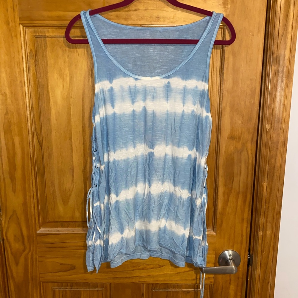 Tie Dye Blue and White Tank Top